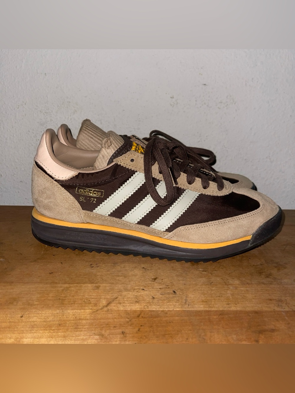 Adidas Originals SL 72 RS Brown Yellow Tan IG4645 Mens 7.5 Athletic Sneakers